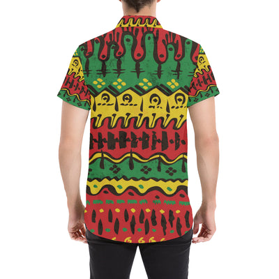 Rasta Pattern Print Design A01 Men's Short Sleeve Button Up Shirt