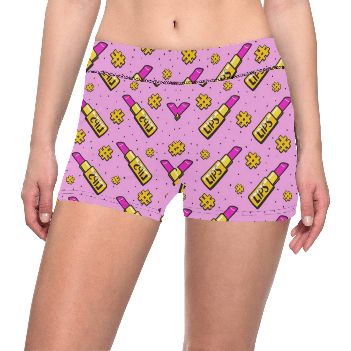 Lipstick Pattern Print Design LT03 Yoga Shorts