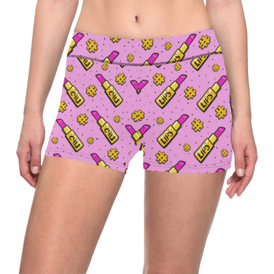 Lipstick Pattern Print Design LT03 Yoga Shorts