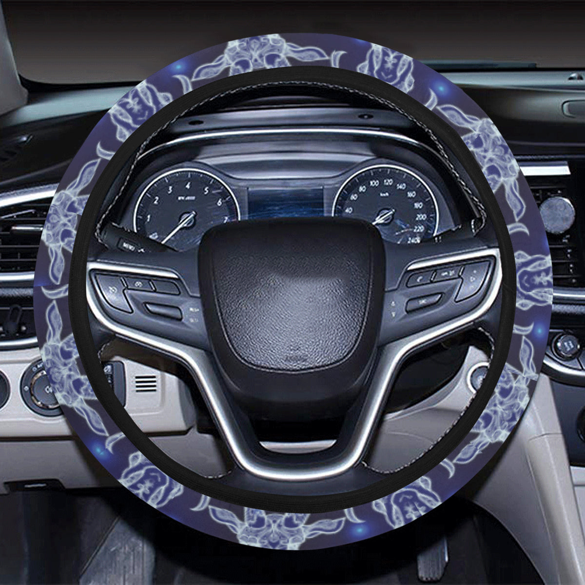 Capricorn Zodiac Pattern Print Design 03 Steering Wheel Cover with Elastic Edge