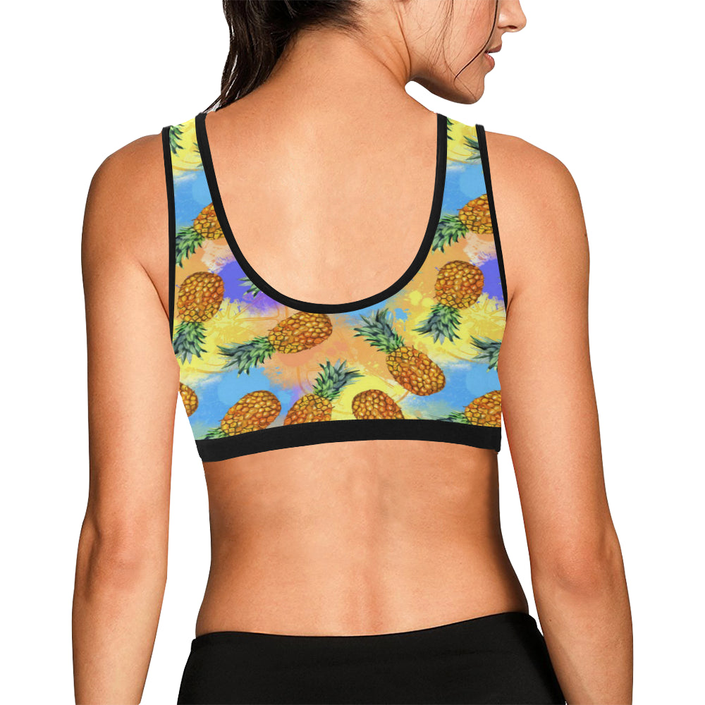 Pineapple Pattern Print Design PP09 Sports Bra