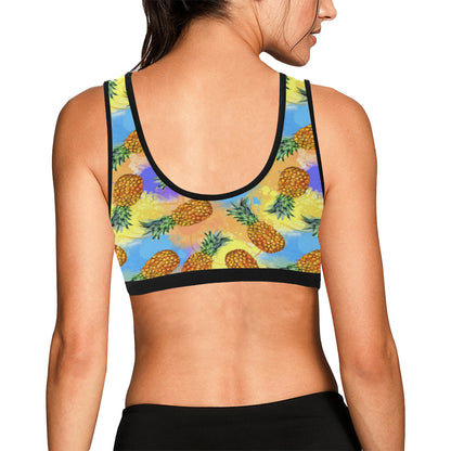 Pineapple Pattern Print Design PP09 Sports Bra