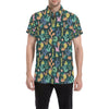 Cactus Pattern Print Design 05 Men's Short Sleeve Button Up Shirt