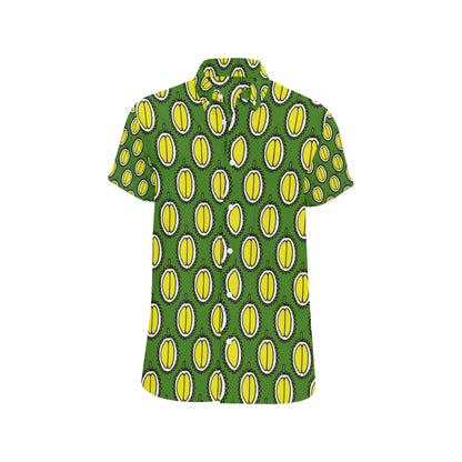 Durian Pattern Print Design DR01 Men's Short Sleeve Button Up Shirt