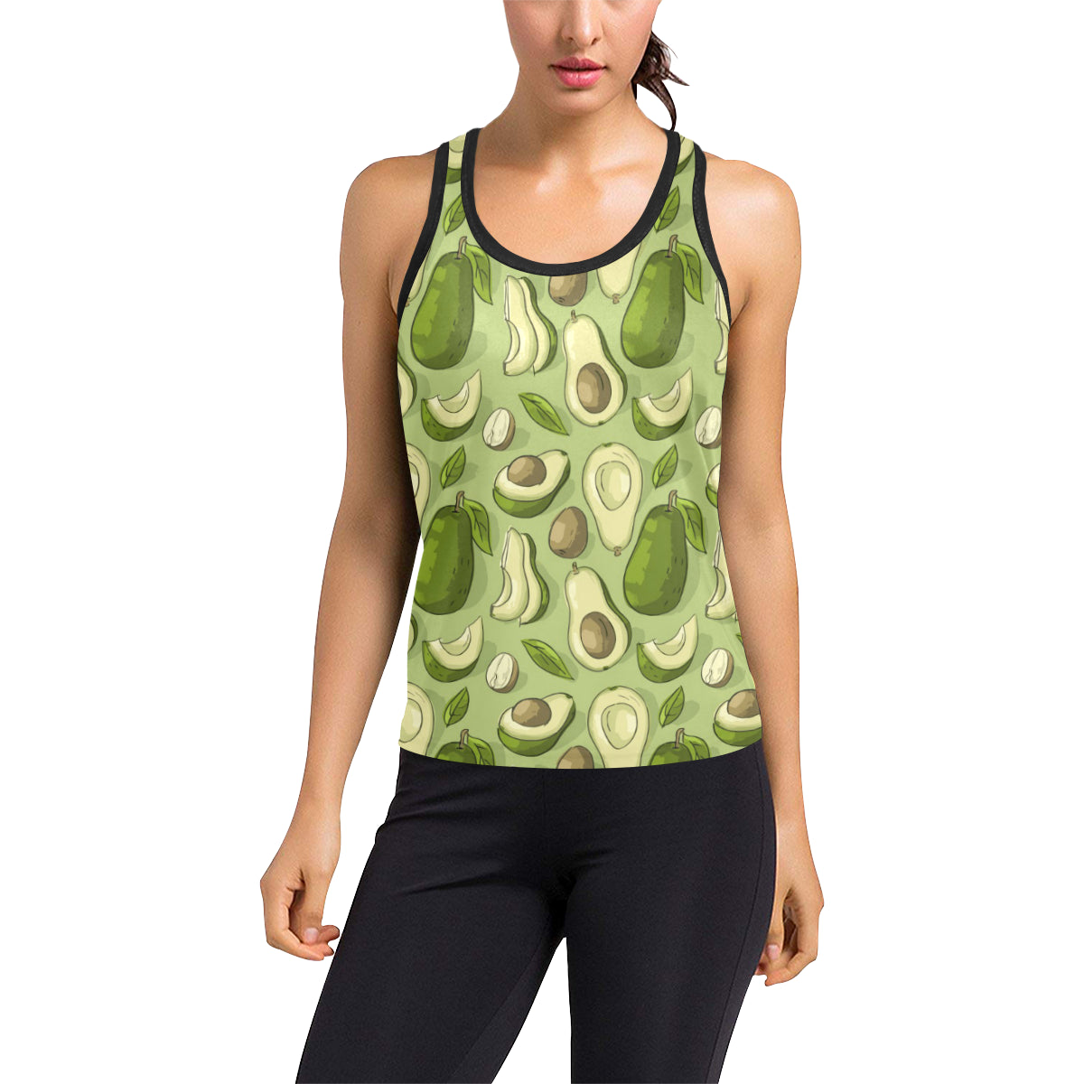 Avocado Pattern Print Design AC03 Women's Racerback Tank Top