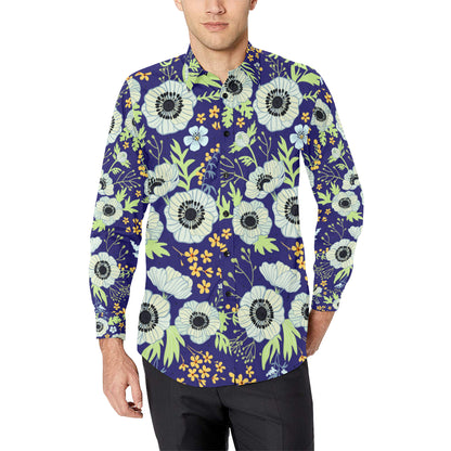 Anemone Pattern Print Design AM06 Men's Long Sleeve Shirt