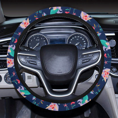 Mermaid Girl Cute Design Print Steering Wheel Cover with Elastic Edge