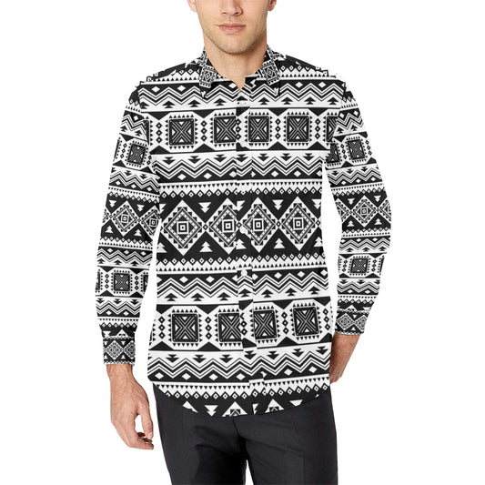 Aztec Pattern Print Design 08 Men's Long Sleeve Shirt