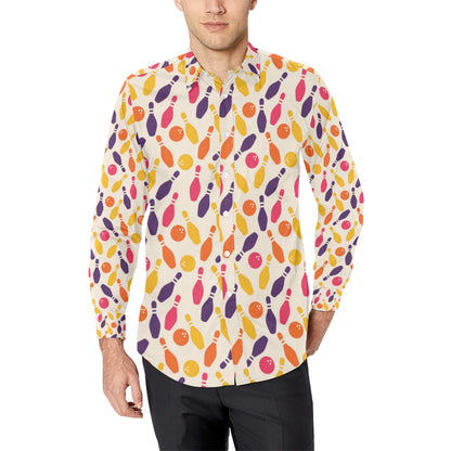 Bowling Pattern Print Design 06 Men's Long Sleeve Shirt