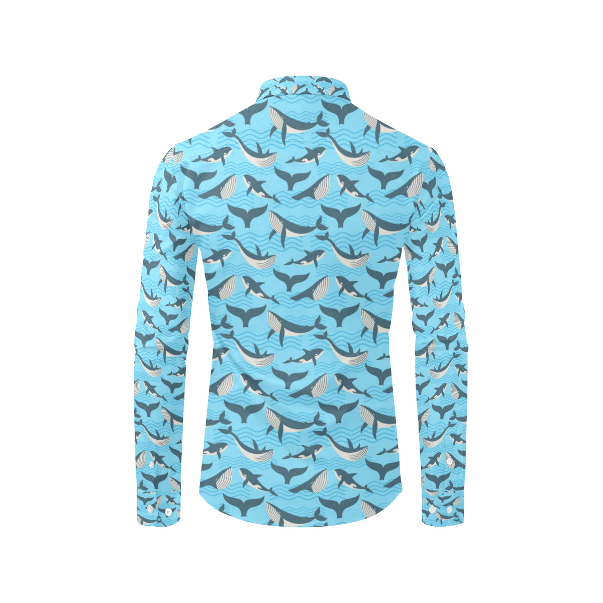 Whale Pattern Design Themed Print Men's Long Sleeve Shirt