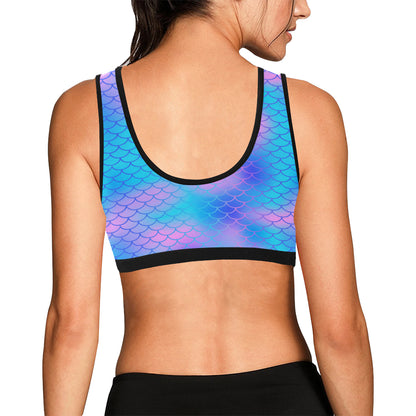 Mermaid Scales Pattern Print Design 04 Sports Bra