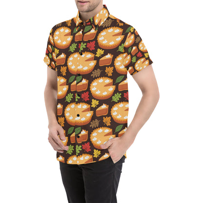 Pie Pattern Print Design A03 Men's Short Sleeve Button Up Shirt