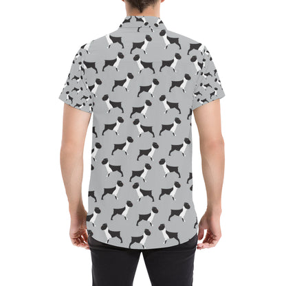 Boxers Pattern Print Design 01 Men's Short Sleeve Button Up Shirt