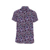 Peace Sign Feather Design Print Men's Short Sleeve Button Up Shirt