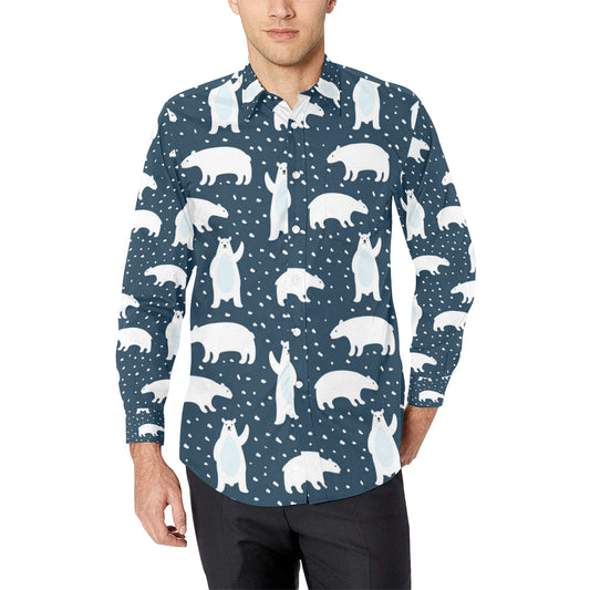 Polar Bear Pattern Print Design A02 Men's Long Sleeve Shirt