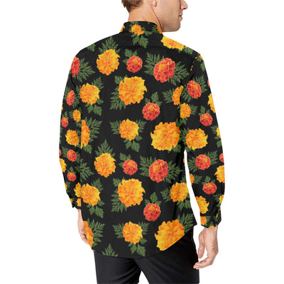 Marigold Pattern Print Design MR05 Men's Long Sleeve Shirt