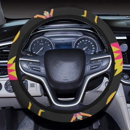 Hula Dancers Hawaiian Girl Pattern Print Design 03 Steering Wheel Cover with Elastic Edge