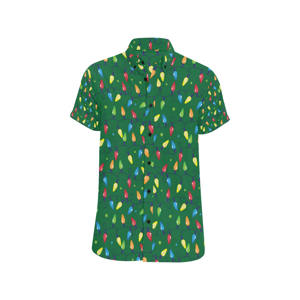 Christmas Light Pattern Print Design 02 Men's Short Sleeve Button Up Shirt