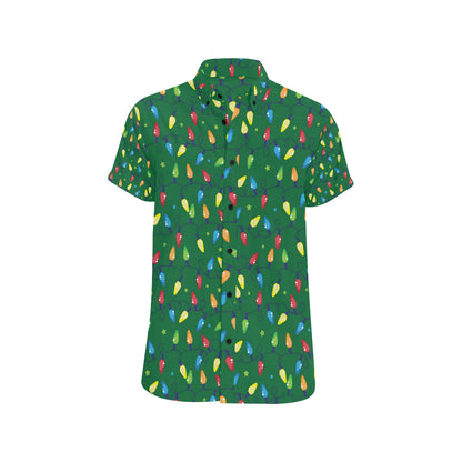 Christmas Light Pattern Print Design 02 Men's Short Sleeve Button Up Shirt
