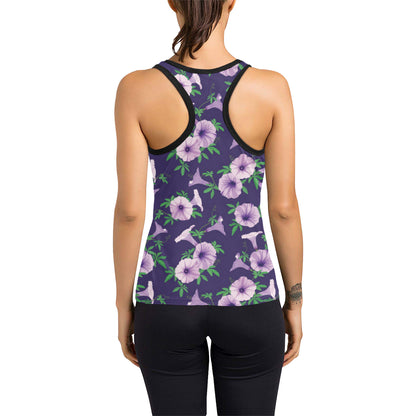Morning Glory Pattern Print Design MG01 Women's Racerback Tank Top