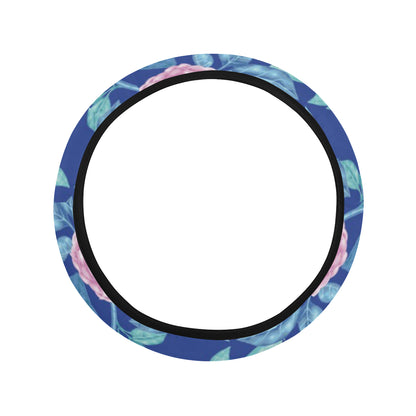 Camellia Pattern Print Design CM05 Steering Wheel Cover with Elastic Edge