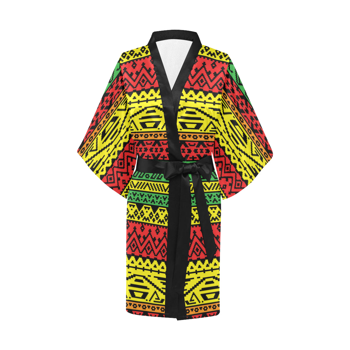 Rastafarian Pattern Print Design A02 Women's Short Kimono