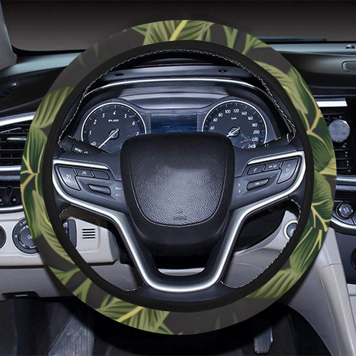 Banana Leaf Pattern Print Design BL04 Steering Wheel Cover with Elastic Edge