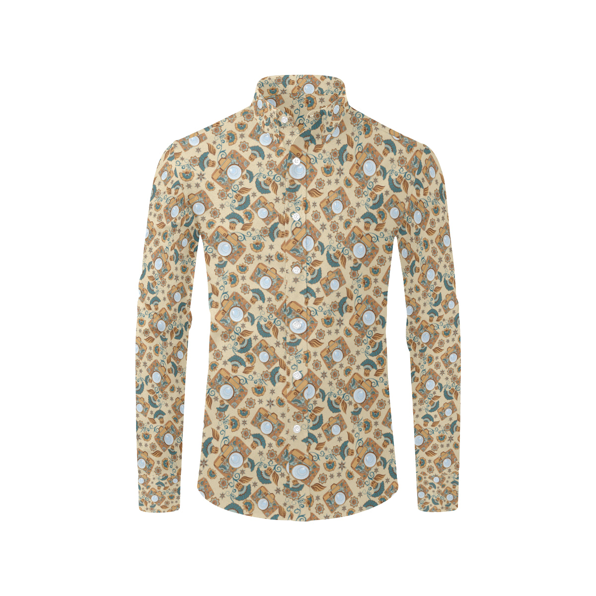 Camera Pattern Print Design 05 Men's Long Sleeve Shirt