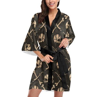 Pirate Pattern Print Design A03 Women's Short Kimono