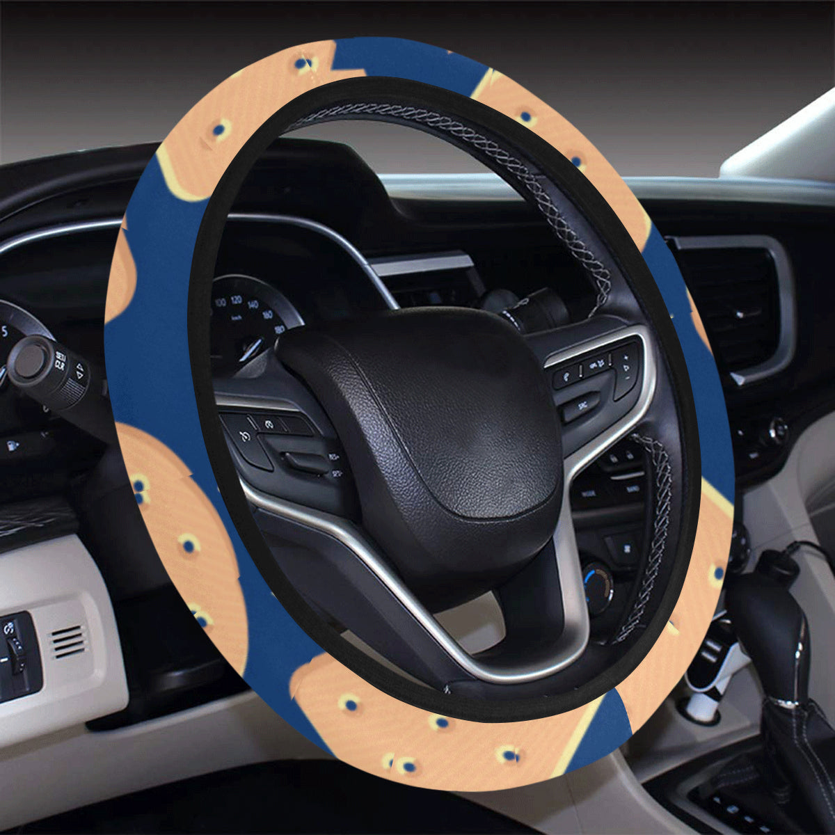 Cracker Pattern Print Design 03 Steering Wheel Cover with Elastic Edge