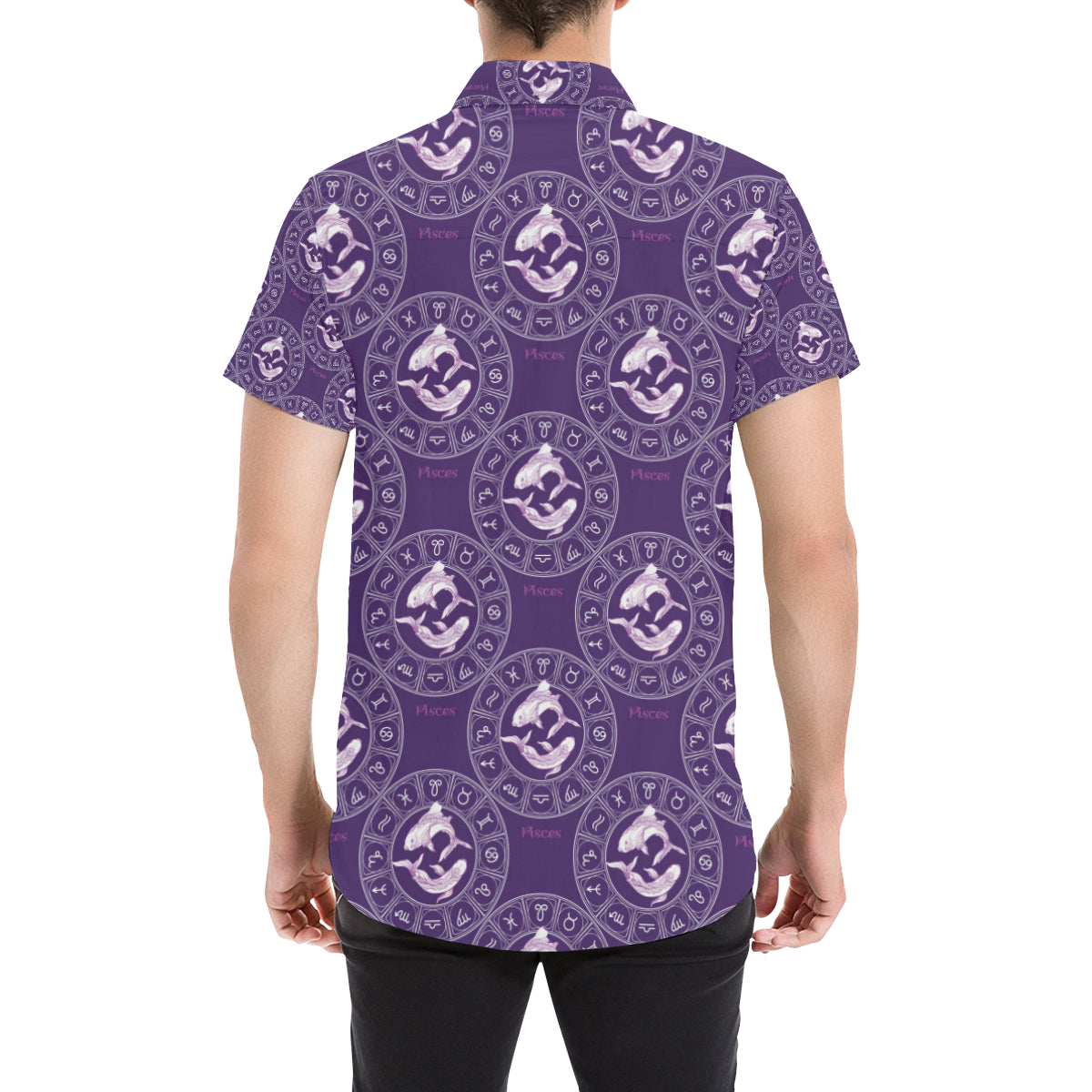 Pisces Pattern Print Design A02 Men's Short Sleeve Button Up Shirt
