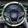 Green Pattern Tropical Palm Leaves Steering Wheel Cover with Elastic Edge