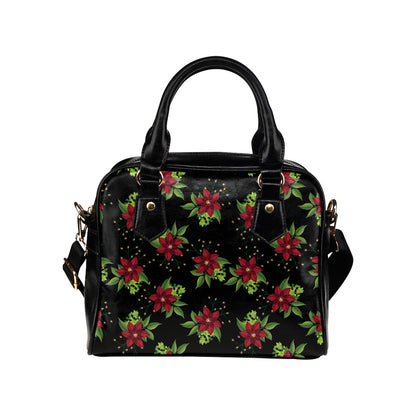 Poinsettia Pattern Print Design A01 Shoulder Handbag