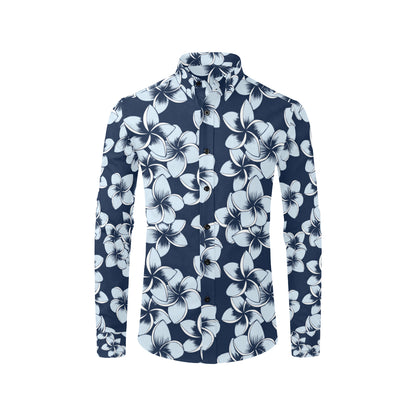 Plumeria Pattern Print Design A02 Men's Long Sleeve Shirt