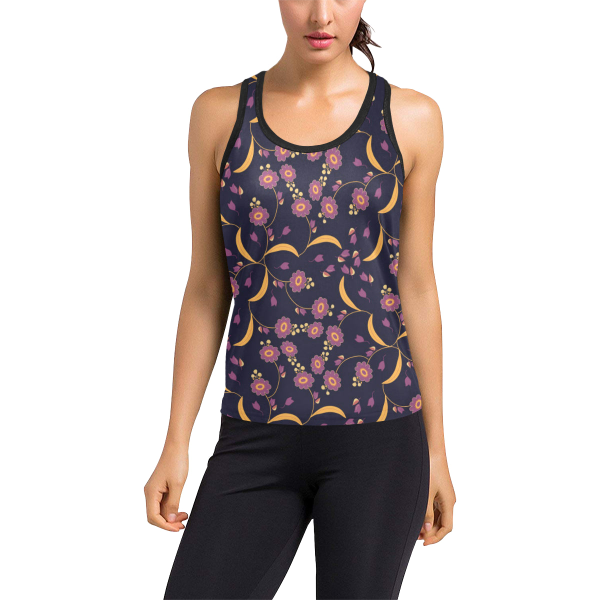 Anemone Pattern Print Design AM012 Women's Racerback Tank Top