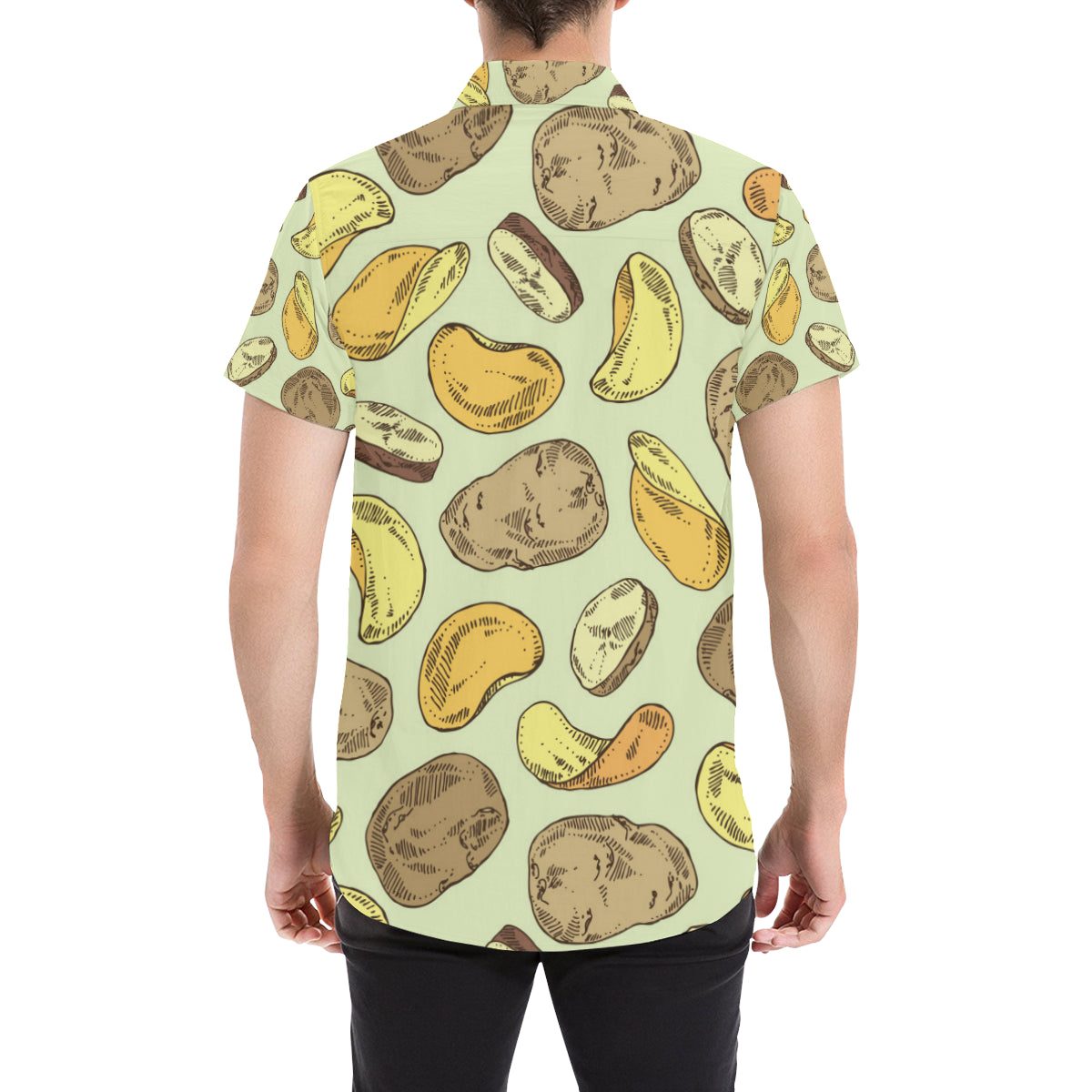 Potato Pattern Print Design A03 Men's Short Sleeve Button Up Shirt