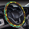 Kente Red Design African Print Steering Wheel Cover with Elastic Edge