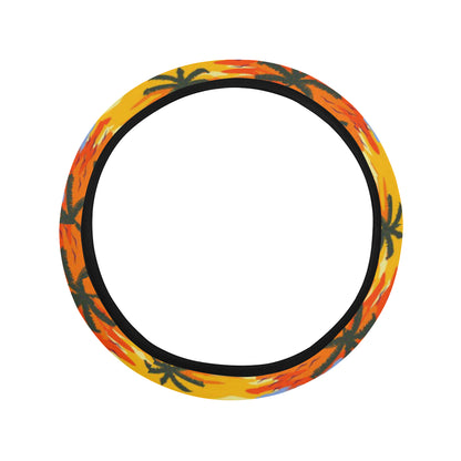 Palm Tree Pattern Print Design PT010 Steering Wheel Cover with Elastic Edge