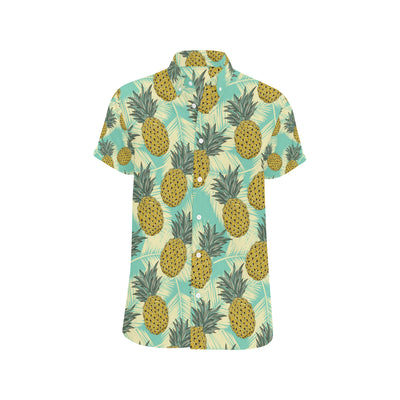 Pineapple Pattern Print Design PP03 Men's Short Sleeve Button Up Shirt