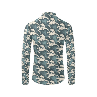 Wave Art Print Men's Long Sleeve Shirt