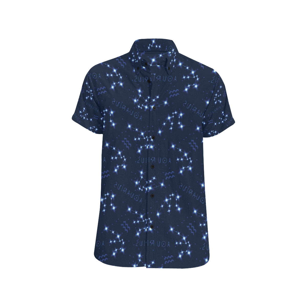 Aquarius Zodiac Pattern Print Design 02 Men's Short Sleeve Button Up Shirt