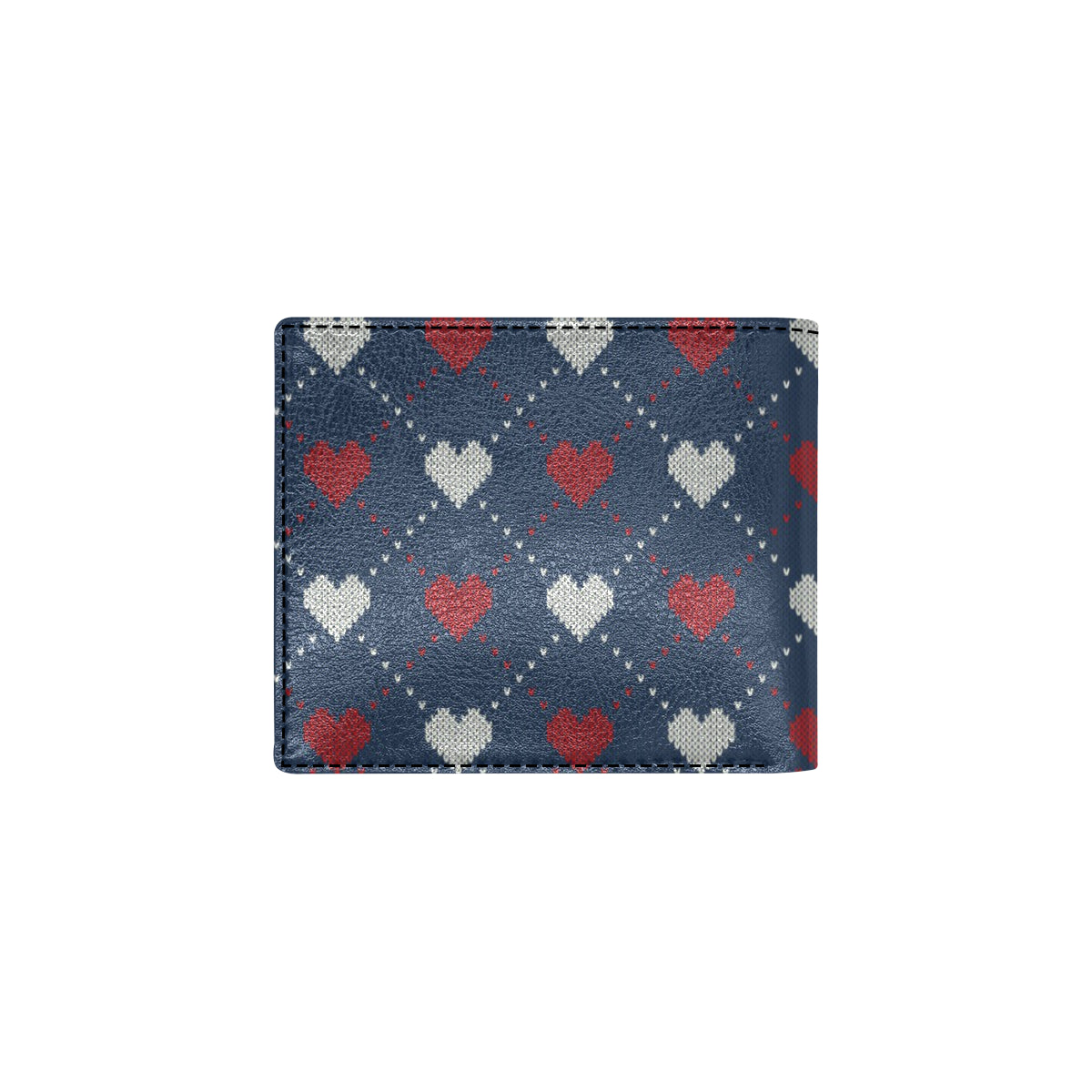Heart Knit Pattern Print Design HE05 Men's ID Card Wallet