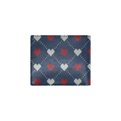 Heart Knit Pattern Print Design HE05 Men's ID Card Wallet