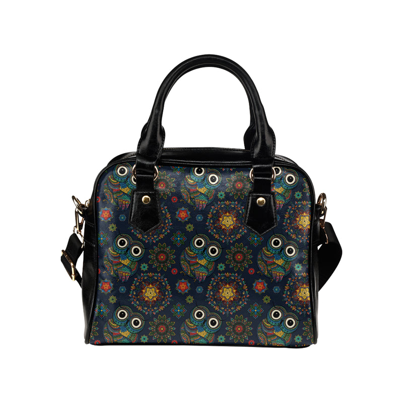 Owl Boho Style Pattern Print Design A04 Shoulder Handbag