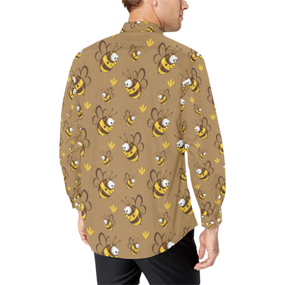 Bee Pattern Print Design BEE09 Men's Long Sleeve Shirt