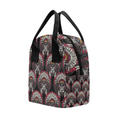 Native Indian Skull Insulated Lunch Bag