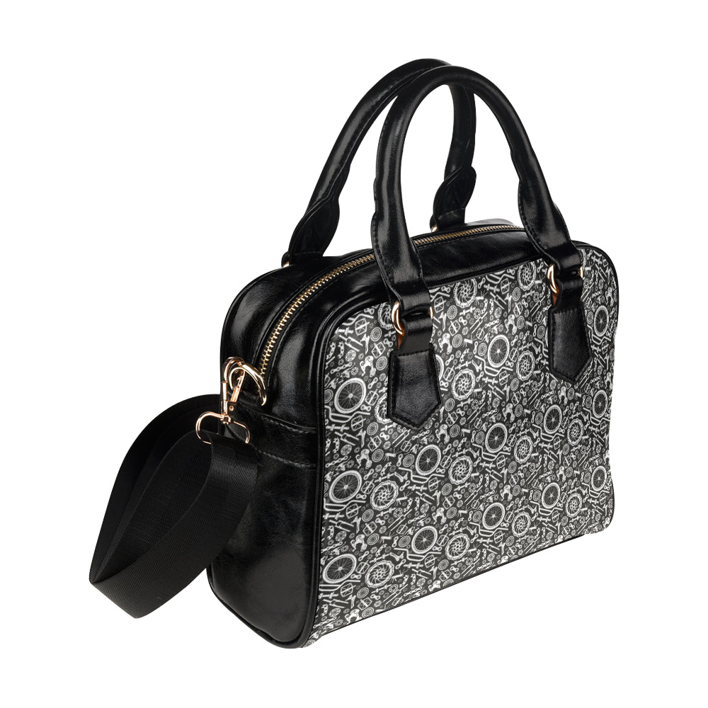 Bicycle Tools Pattern Print Design 02 Shoulder Handbag