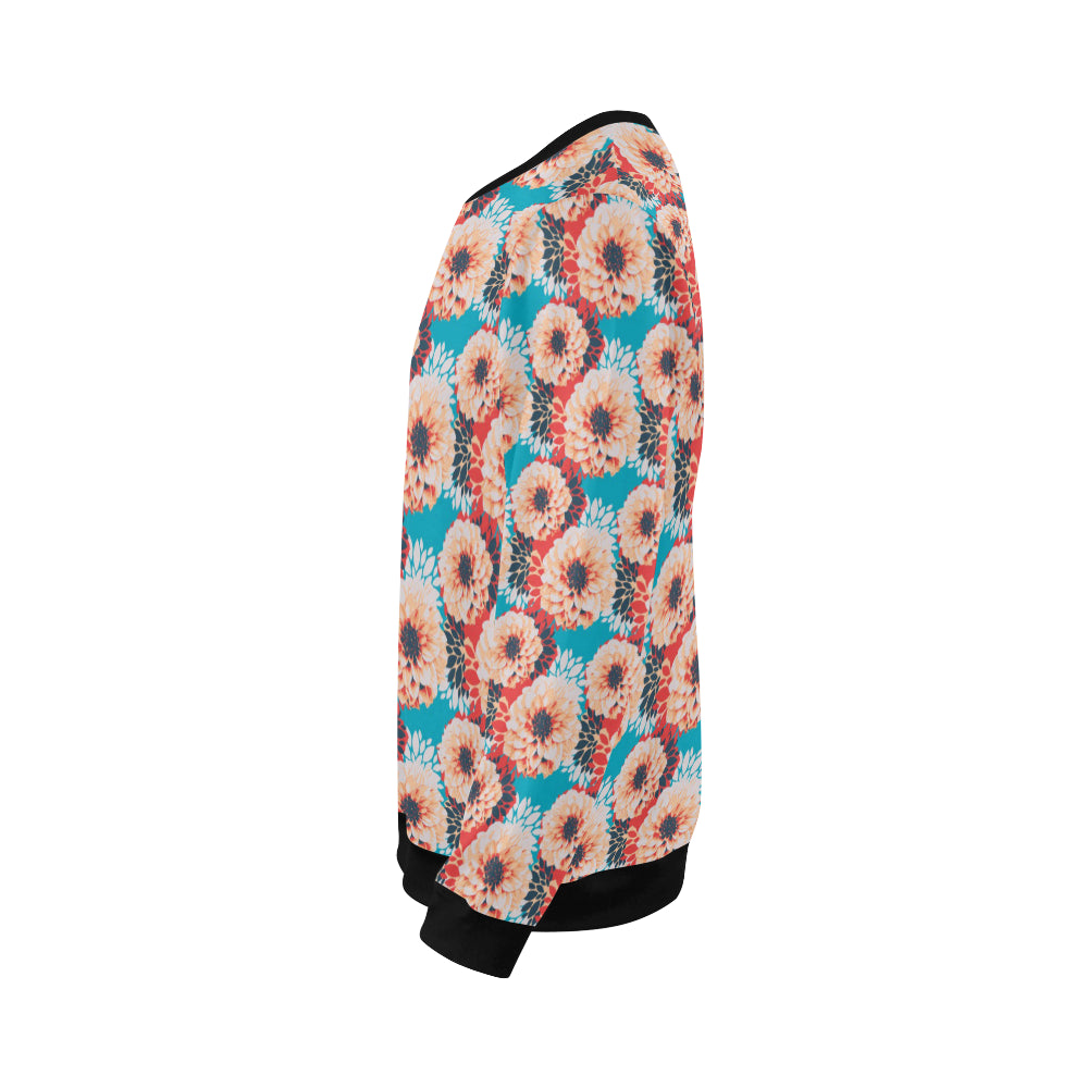 Dahlia Pattern Print Design DH05 Men Long Sleeve Sweatshirt