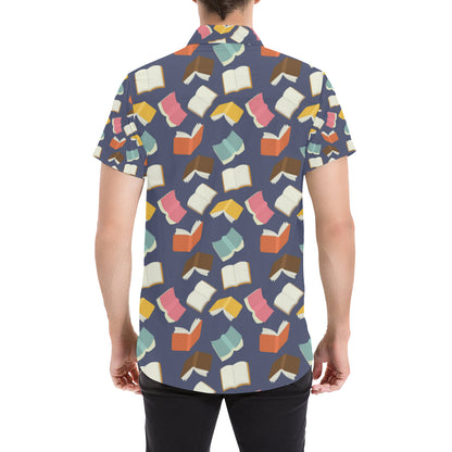 Book Pattern Print Design 01 Men's Short Sleeve Button Up Shirt