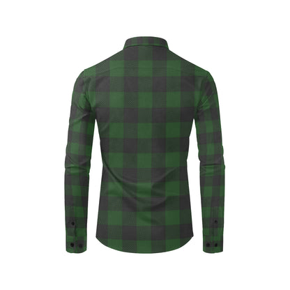 Buffalo check Green Pattern Print Design 02 Men's Long Sleeve Shirt